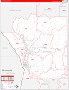 La Crosse County Wall Map Red Line Style